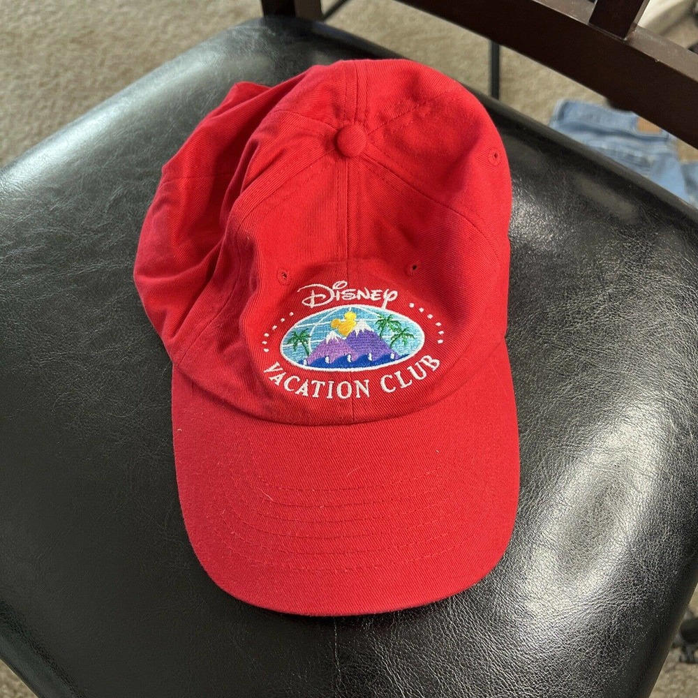 Disney Vacation Club Member Hat Baseball Cap Red Tropical Island Adjustable DVC
